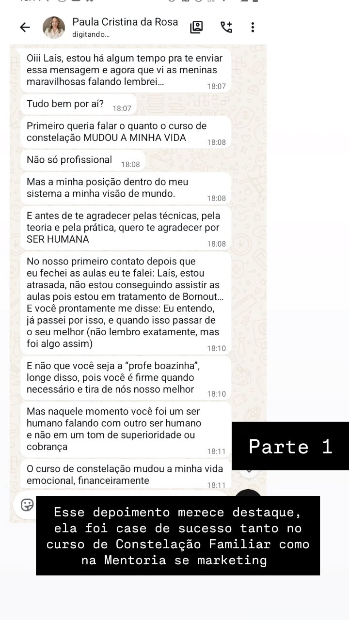 Depoimento de Paula sobre a formação